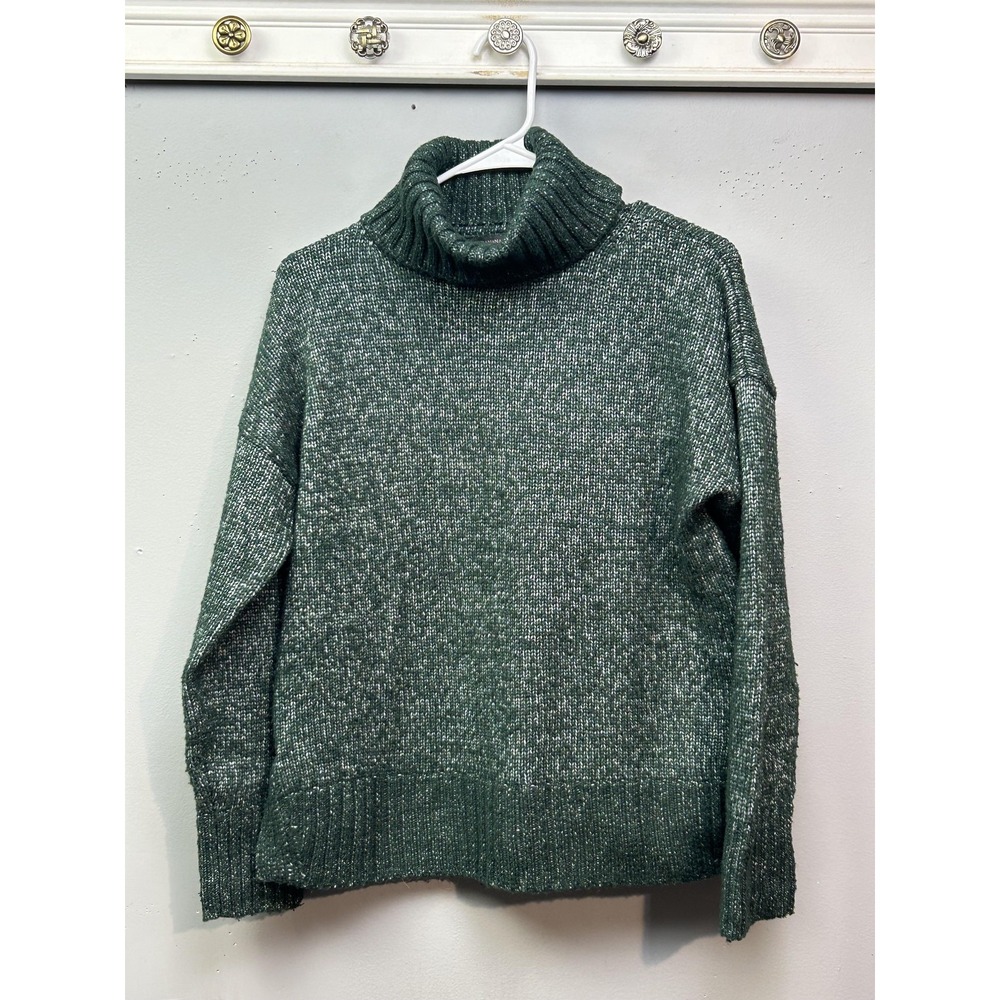 Banana Republic Sweater Womens Petite‎ Small Green Turtleneck Knit Pullover